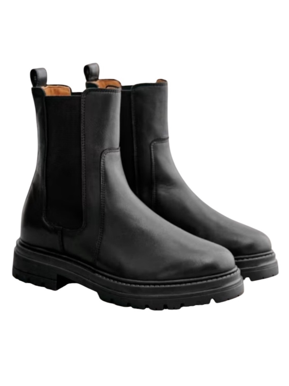 Sezane Lena Low Lug Chelsea Boots in Black Leather size 11 excellent condition